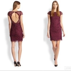 Alice + Olivia Burgundy Backless Lace Dress Size 2
